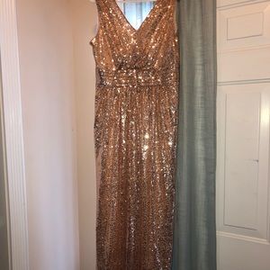 Floor length size 12 rose gold sequin dress